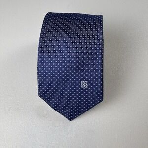 Louis Quatorze Micro Square  W/Embroidered Logo Navy Tie